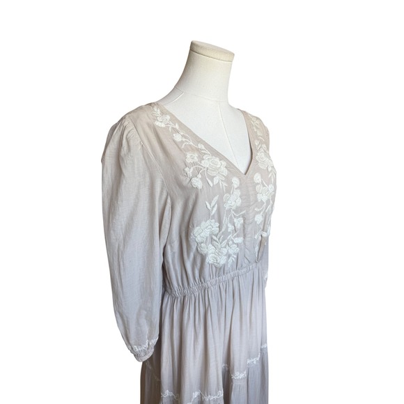 Lucky Brand Romantic Boho Cottagecore Embroidered Dress Size L Prairie Ruffle - Picture 5 of 12
